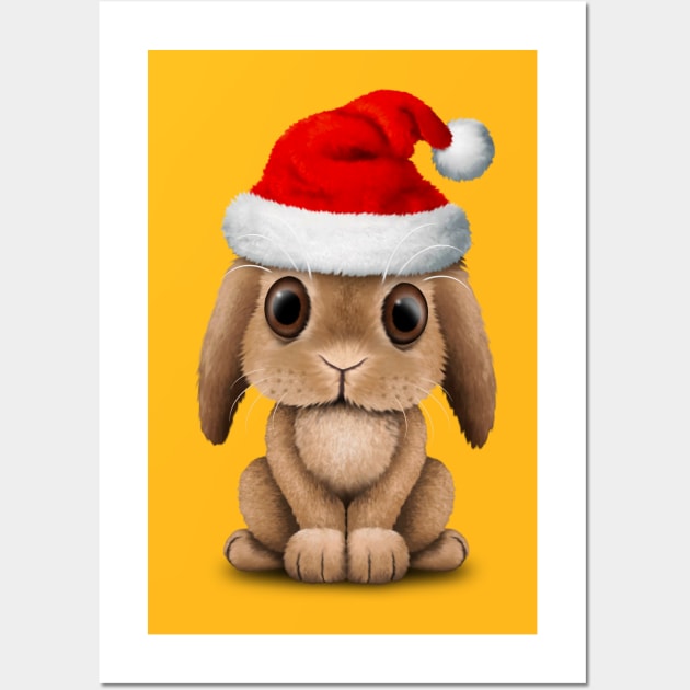 Baby Bunny Wearing a Santa Hat Wall Art by jeffbartels